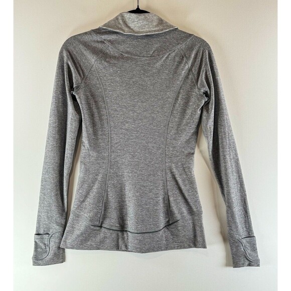 Lululemon Womens Sweater Gray Think Fast Pullover Tonka Stripe Heathered Size 4 - Picture 3 of 11